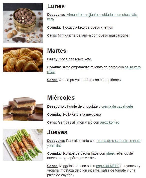Menú keto semanal