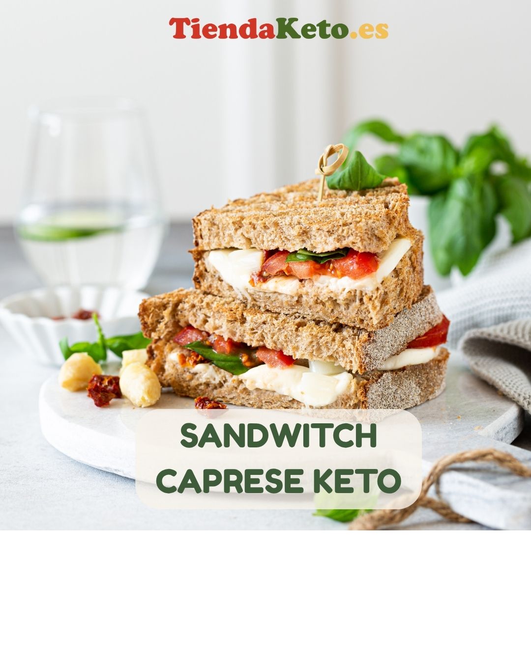Receta Rápida con Pan de Molde Keto: Sandwich Caprese Bajo en Carbos