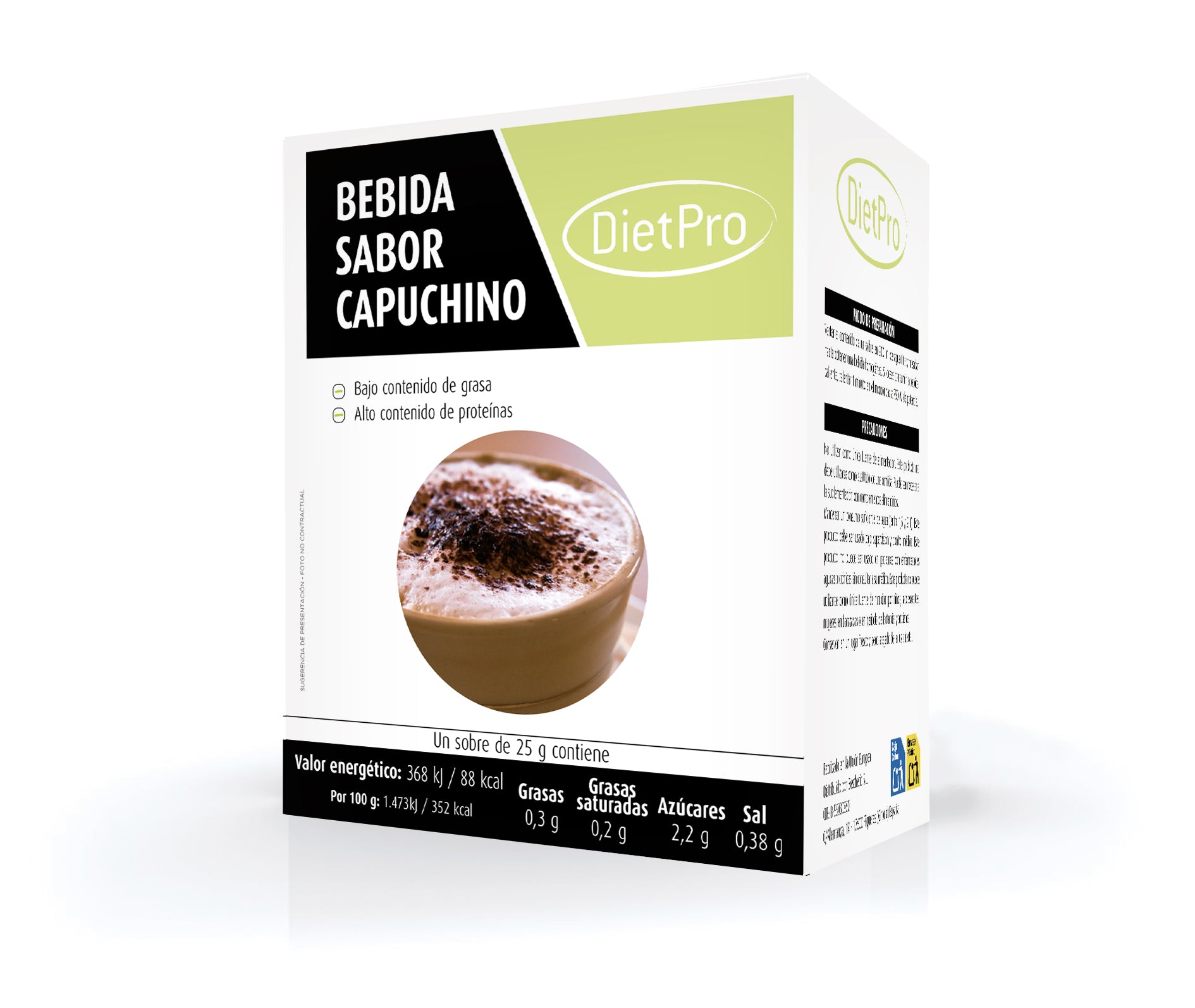 Cappuccino-flavored protein drink, 5 sachets. Diet Pro
