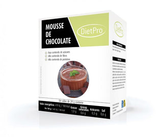 Mousse de chocolate keto y proteica · 3g netos · 18g proteína · 5 sobres · Diet Pro