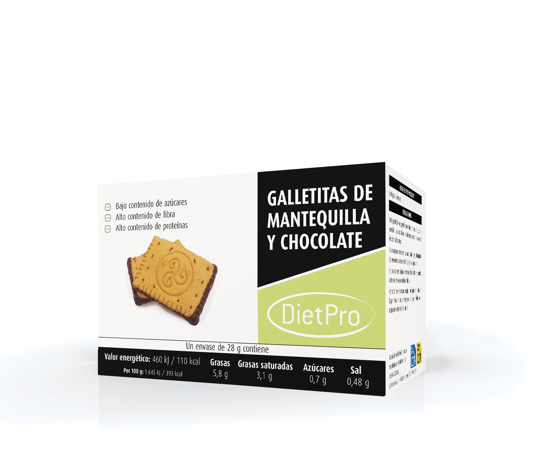 Dark Chocolate Butter Cookies. 140 g. Box of 5 units of 28 g.