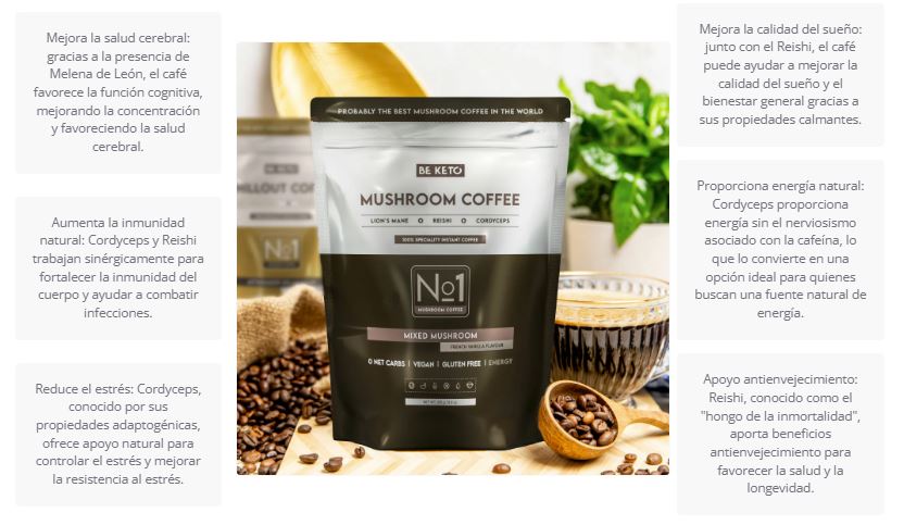 Café Keto con Hongos Adaptógenos – Energía y Claridad Mental | Sabor Vainilla Francesa (250g)