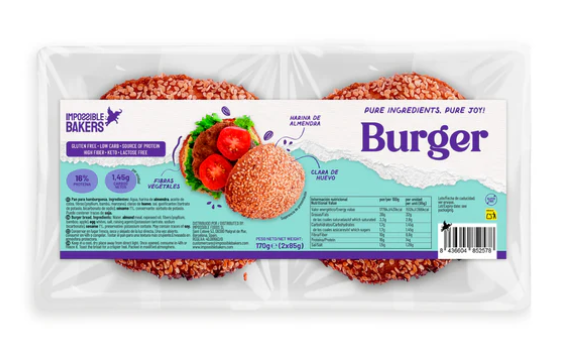 Pan de burger sin gluten. 170g. Impossible Bakers