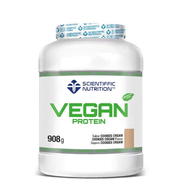 Proteína VEGANA con stevia y enzimas digestivas. Sabor COOKIES CREAM . 908gr.