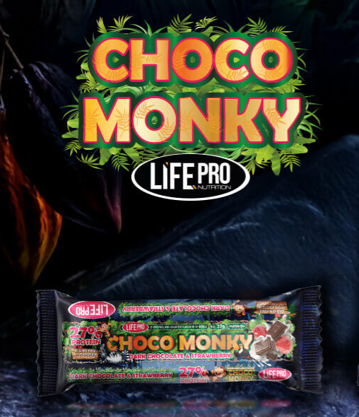 Barritas Keto de choco monky sabor fresa. Life Pro