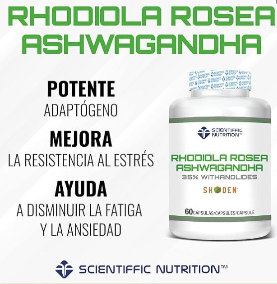 Rhodiola Rosea + Ashwagandha,60 cápsulas de Scientiffic Nutrition