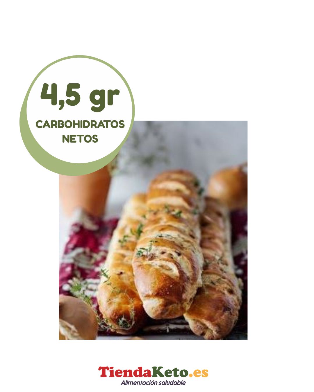 Pack 2 baguettes keto, altas en proteínas y fibra.  220 gr. Low Carb Goodies