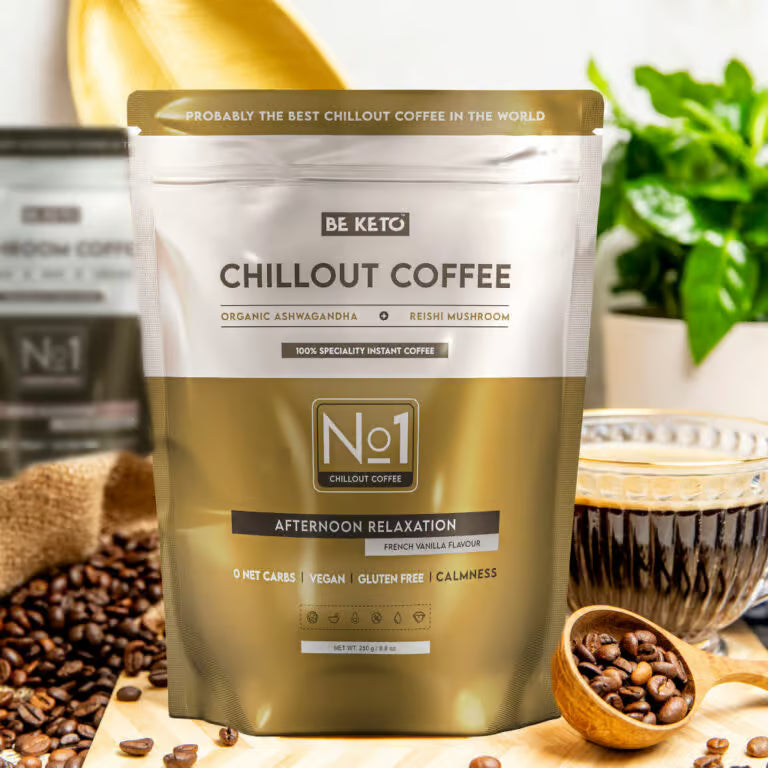 Café Chillout  con Vainilla Francesa. Instantáneo con Ashwagandha & Reishi . Be Keto  250 gr