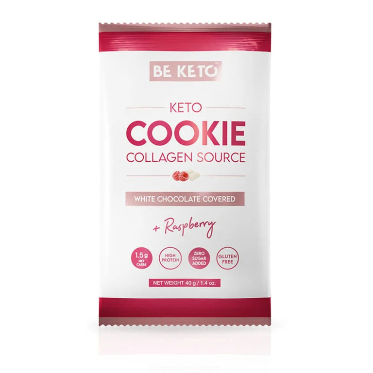 Galleta Keto – Chocolate Blanco & Frambuesa Liofilizada (40g). Be keto