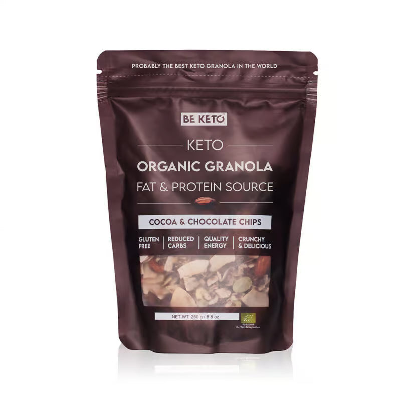 Granola Keto Orgánica con Sabor a Cacao y Chocolate. 250 gr. Be keto