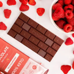Chocolate Keto Vegano con Aceite MCT y Frambuesa Silvestre – 80 g. Be keto