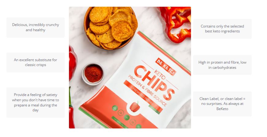 Chips keto, fresh red paprika. 30gr. Be keto