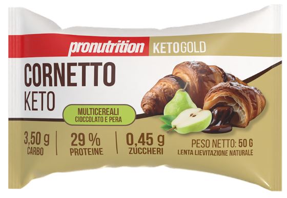 Croissant relleno de crema de chocolate y pera. Pronutrition