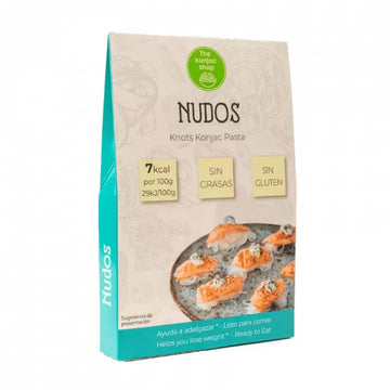 Fideos de konjac en nudos de The Konjac Shop, 200 g, shirataki keto sin gluten