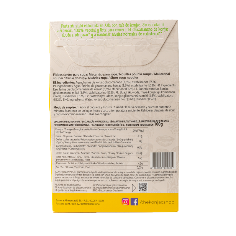 Konjac Noodles for Soup. 200g. The Konjac Shop