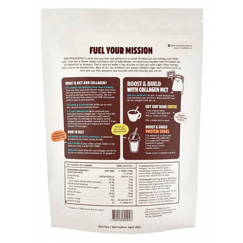 Colágeno marino en polvo con MCT, 300 gr, sabor neutro