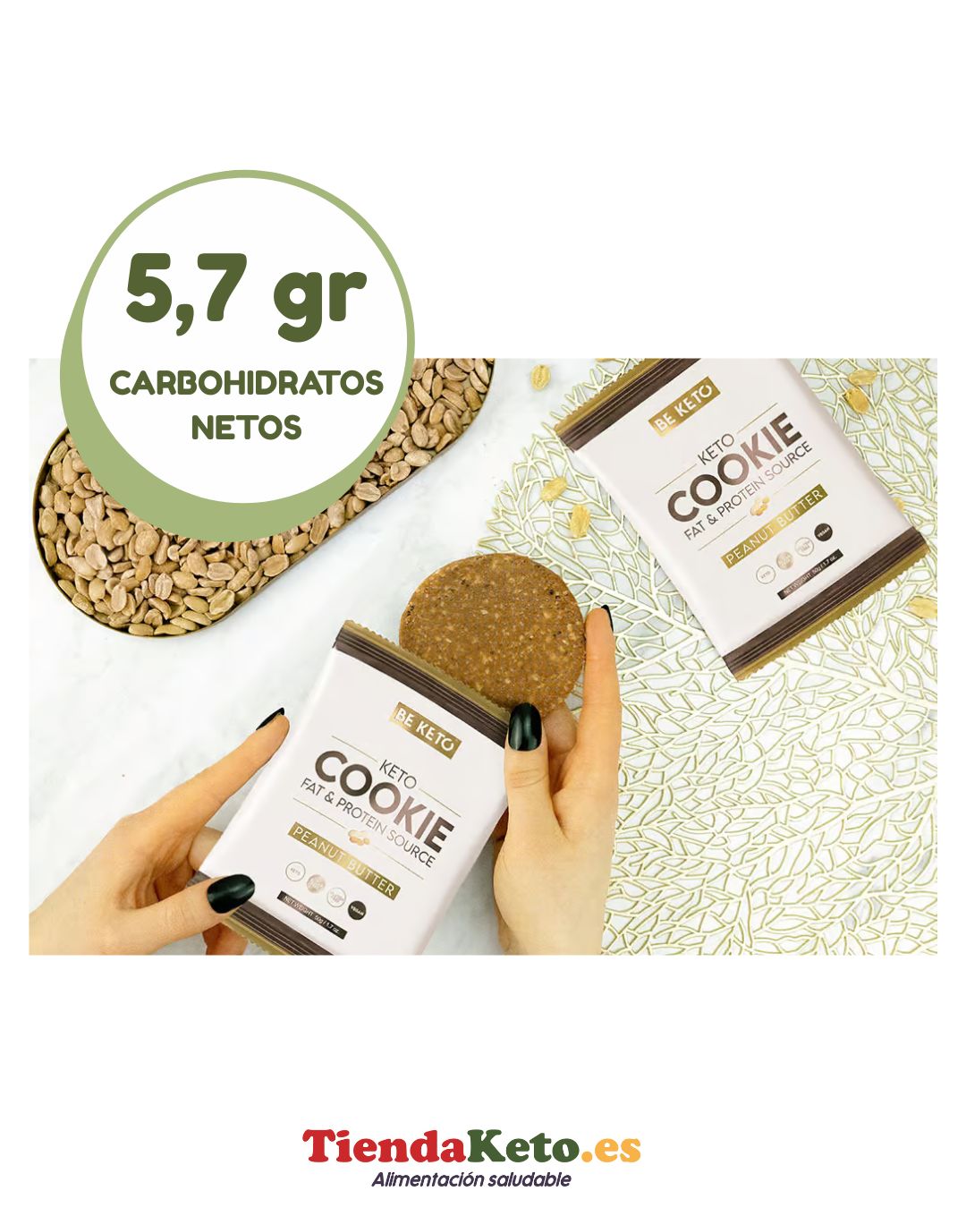 Galleta keto de mantequilla de cacahuete, 50 gr. Be keto