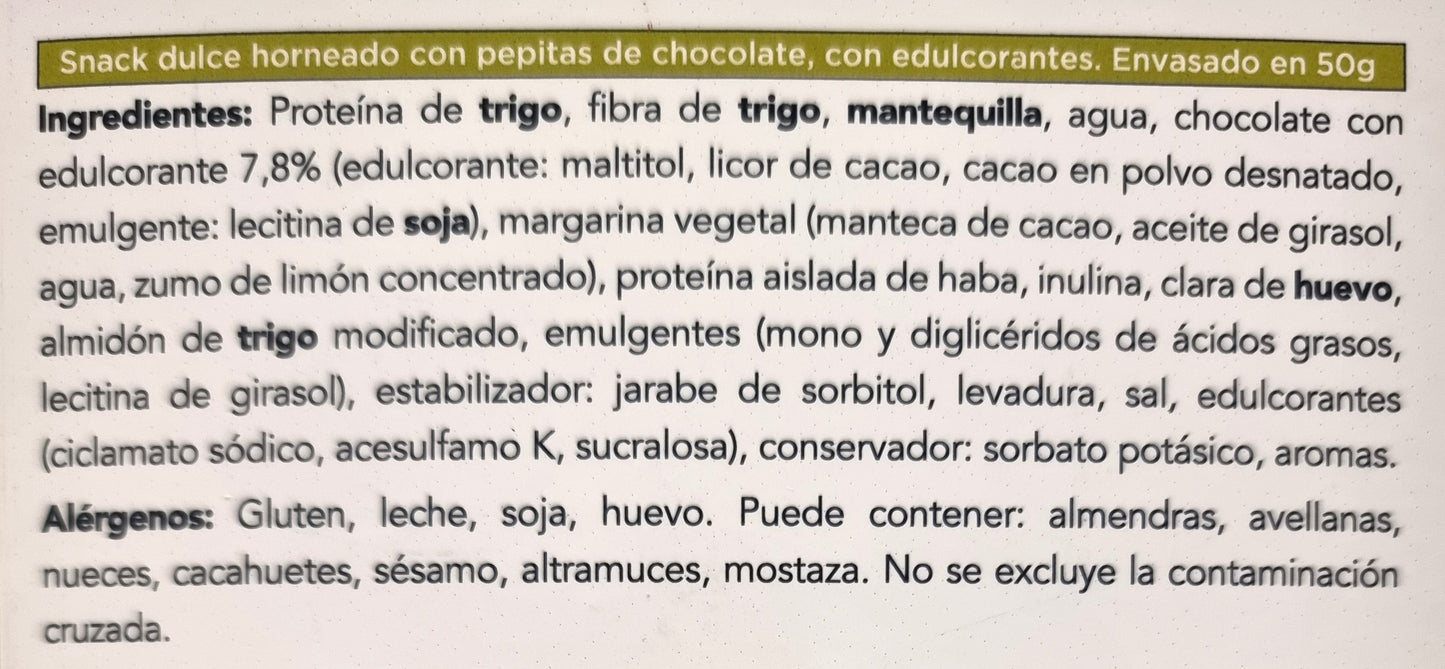 Caja con 4 madalenas KETO, rellenas de pepitas de chocolate