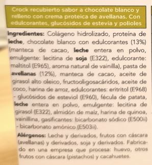 Caja de 6 CROCK de chocolate blanco ("choco bueno"), rellenos de crema proteica de avellanas.  Sólo 2,8 carbos netos/ crock