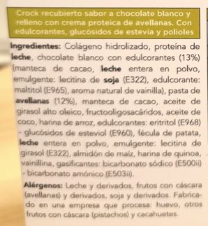 Caja de 6 CROCK de chocolate blanco ("estilo kinder bueno"), rellenos de crema proteica de avellanas.  Sólo 2,8 carbos netos/ crock. Low Carb Goodies