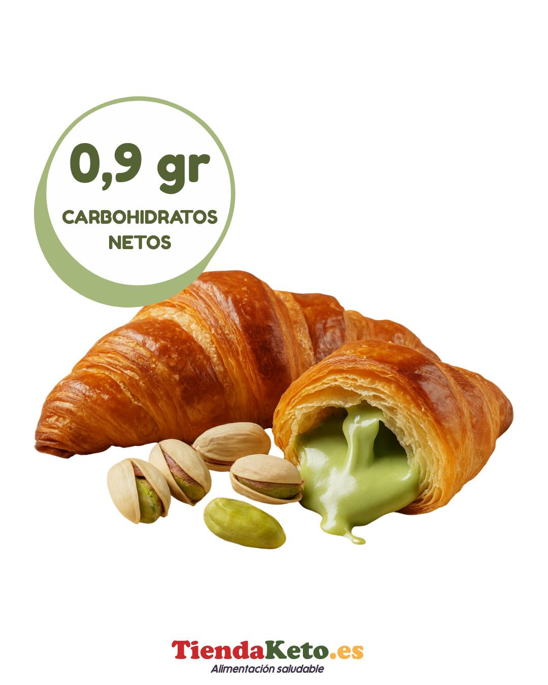 Croissant keto relleno de crema de pistacho. 50 gr. Pronutrition