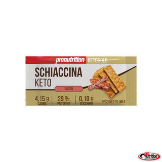 Tostada keto crujiente, sabor bacon. 50 gr. Pronutrition