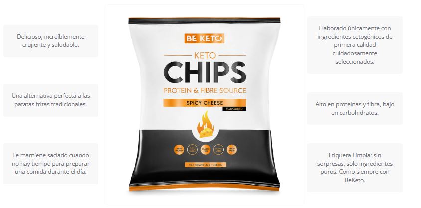 Chips Keto de Queso Picante – 30 gr. Be keto