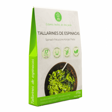 Tallarines de konjac con espinacas de The Konjac Shop, 270 g, pasta keto sin gluten