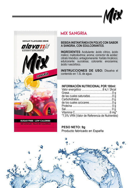 Caja de 24 sobres mix sabor SANGRÍA sin azúcar. Bebida instantánea