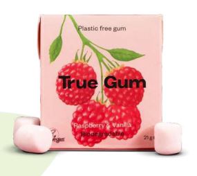 Chicle keto de frambuesa y vainilla, 21 gr.