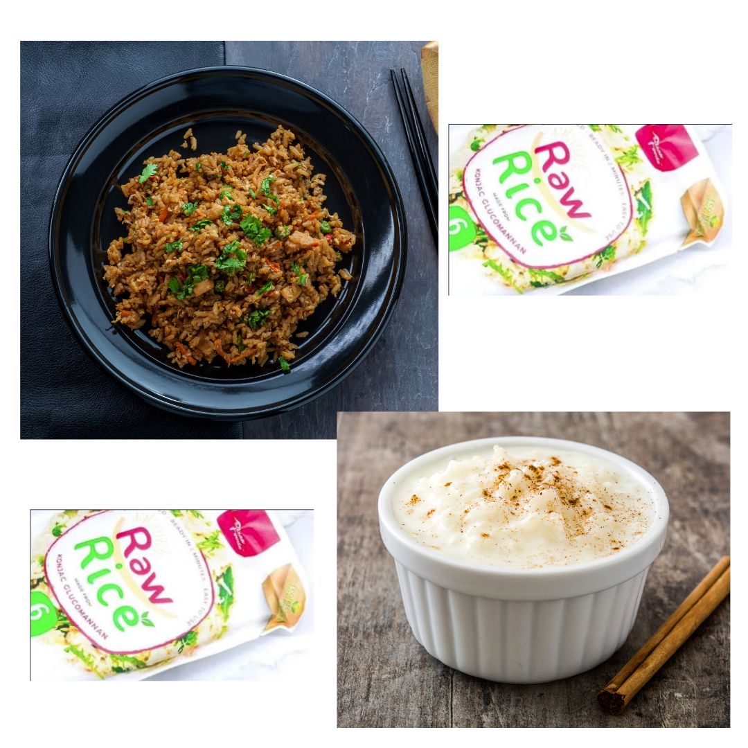2 recetas con arroz konjac. ¿receta dulce o receta salada? ¡Las dos!