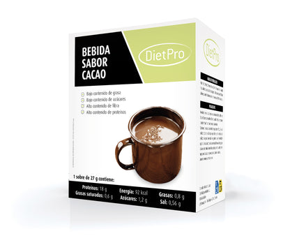 Bebida de cacao proteinada. 5 sobres. Diet Pro