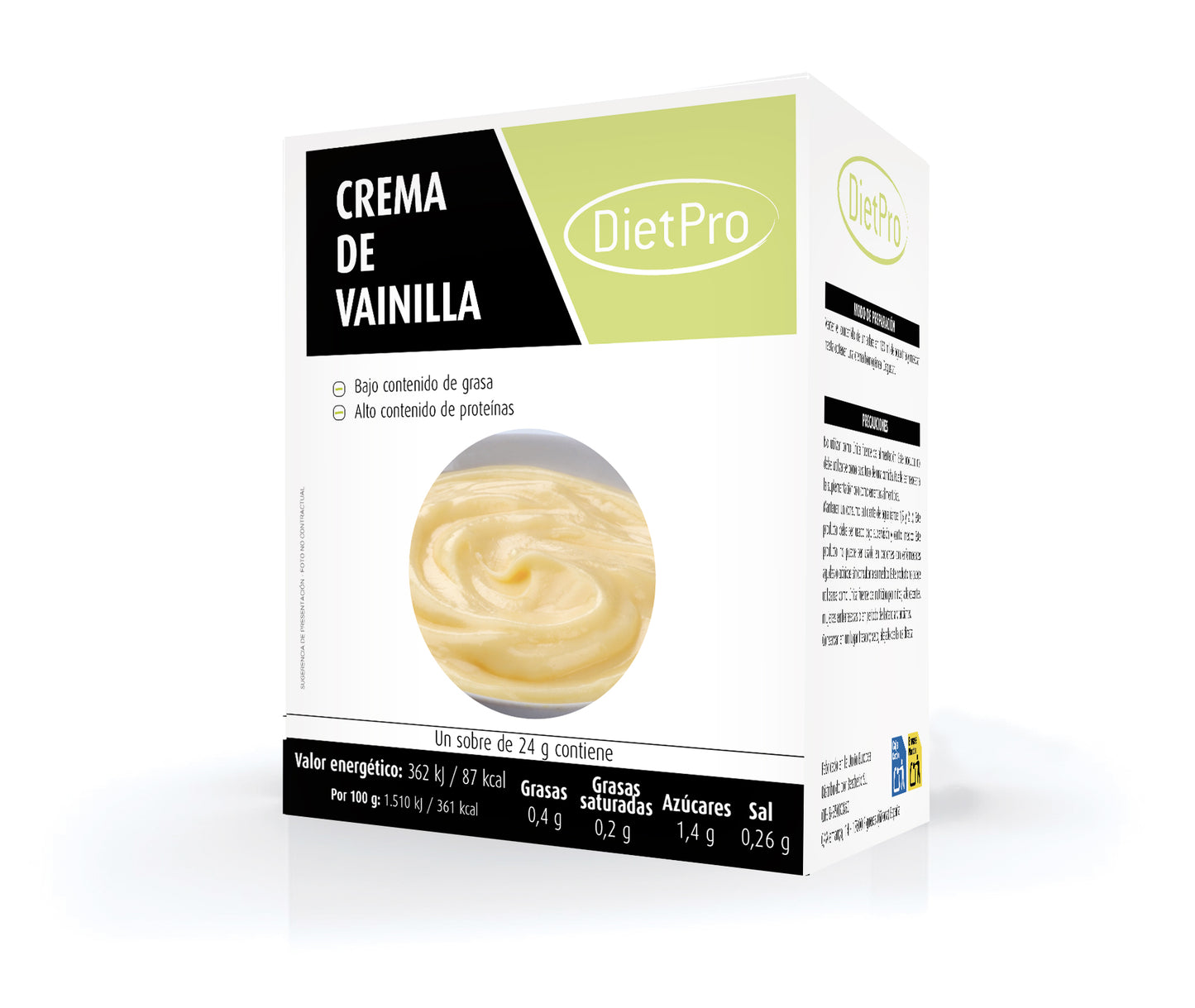 Crema de vainilla, 5 sobres. Diet Pro