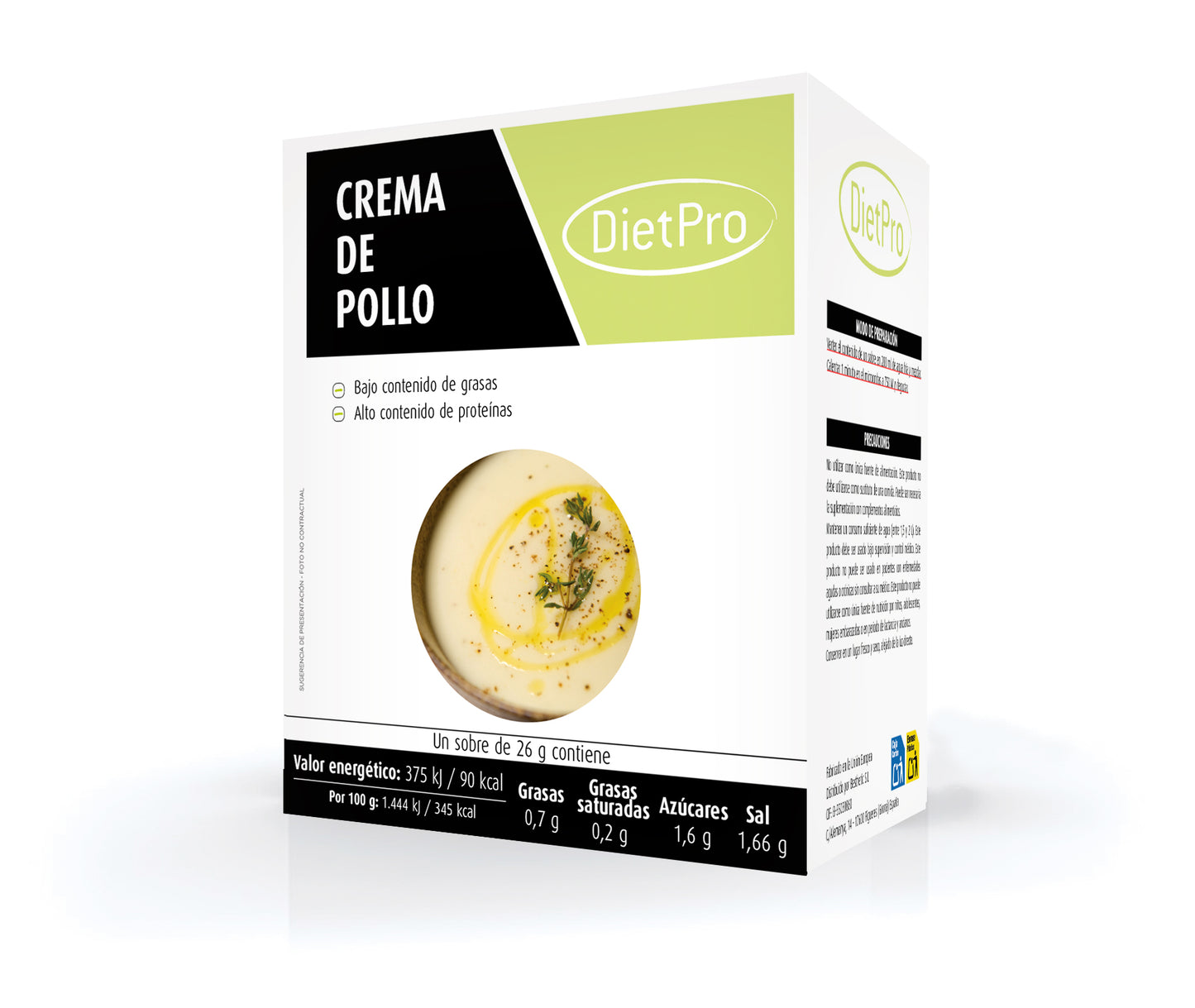 Crema de pollo. 5 sobres. Diet Pro