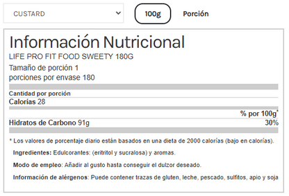 Endulzante Keto Sabor Vainilla 180g. Life Pro