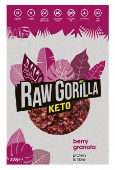 Granola keto ecológica y sin gluten  de frambuesa.250g. Raw Gorilla