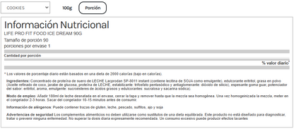 Helado Keto de Cookies. Listo para preparar. 90G. Life Pro