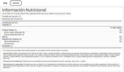 Crema keto de chocolate negro sabor Speculoos. Proteica.  250g. Life Pro