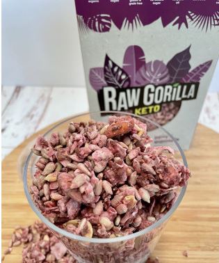 Granola keto ecológica y sin gluten  de frambuesa.250g. Raw Gorilla