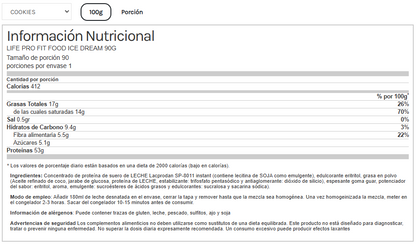 Helado Keto de Cookies. Listo para preparar. 90G. Life Pro