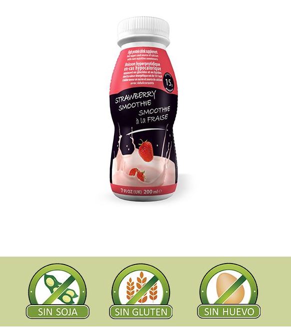 Smoothie de Fresa proteinado, en botella UHT, 200 ml. Diet Pro