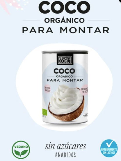 Nata de Coco para Montar. Coco Orgánico. Keto, sin gluten ni lactosa 400 ml