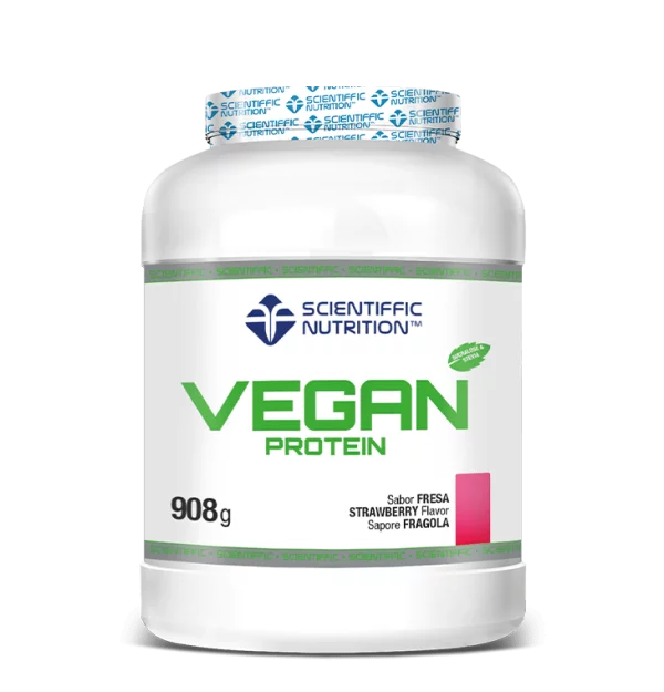 Proteína VEGANA con stevia y enzimas digestivas. Sabor FRESA y NATA . 908gr.