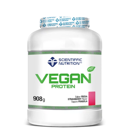 Proteína VEGANA con stevia y enzimas digestivas. Sabor FRESA y NATA . 908gr.