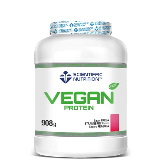 Proteína VEGANA con stevia y enzimas digestivas. Sabor FRESA y NATA . 908gr.