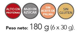 Detalle del interior crujiente de la barrita keto de chocolate con leche