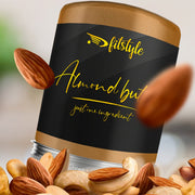 Bote de crema de almendras keto 100% natural Fitstyle de 300 g, formato Upside Down
