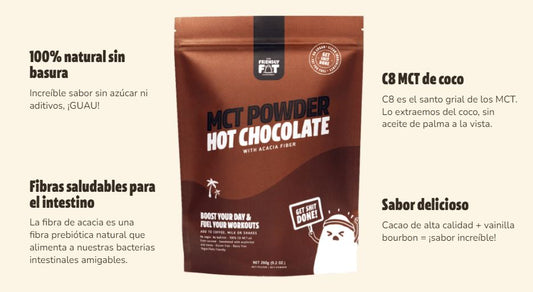 Cacao en polvo con vainilla bourbon + MCT C8. Para helados, batidos y mousse