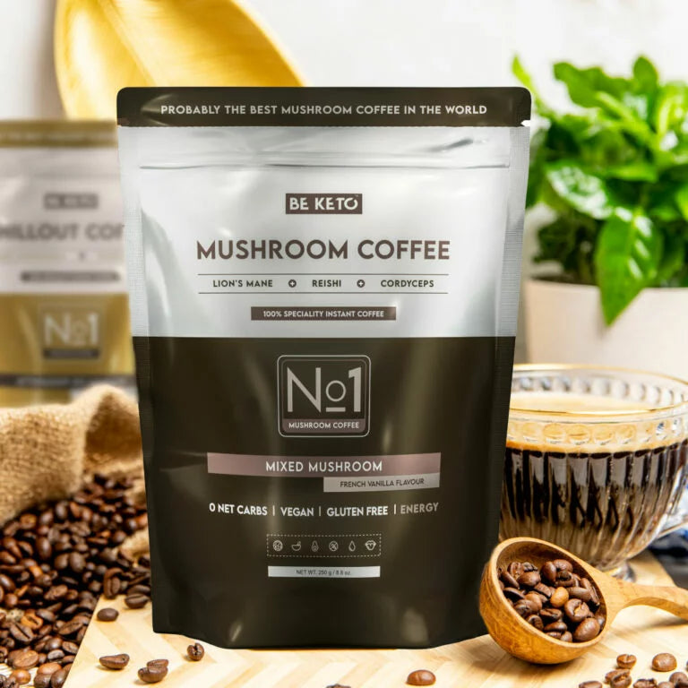 Café Keto con Hongos Adaptógenos – Energía y Claridad Mental | Sabor Vainilla Francesa (250g)
