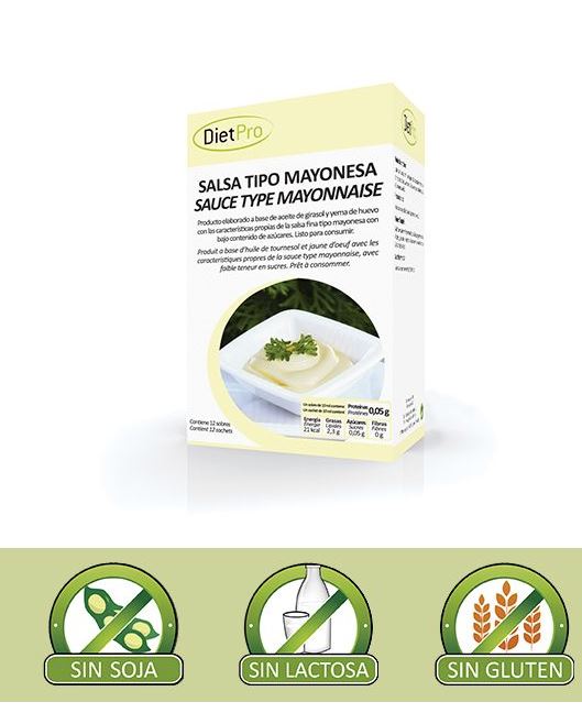 Mayonesa keto. Caja de 12 sobres individuales. DietPro